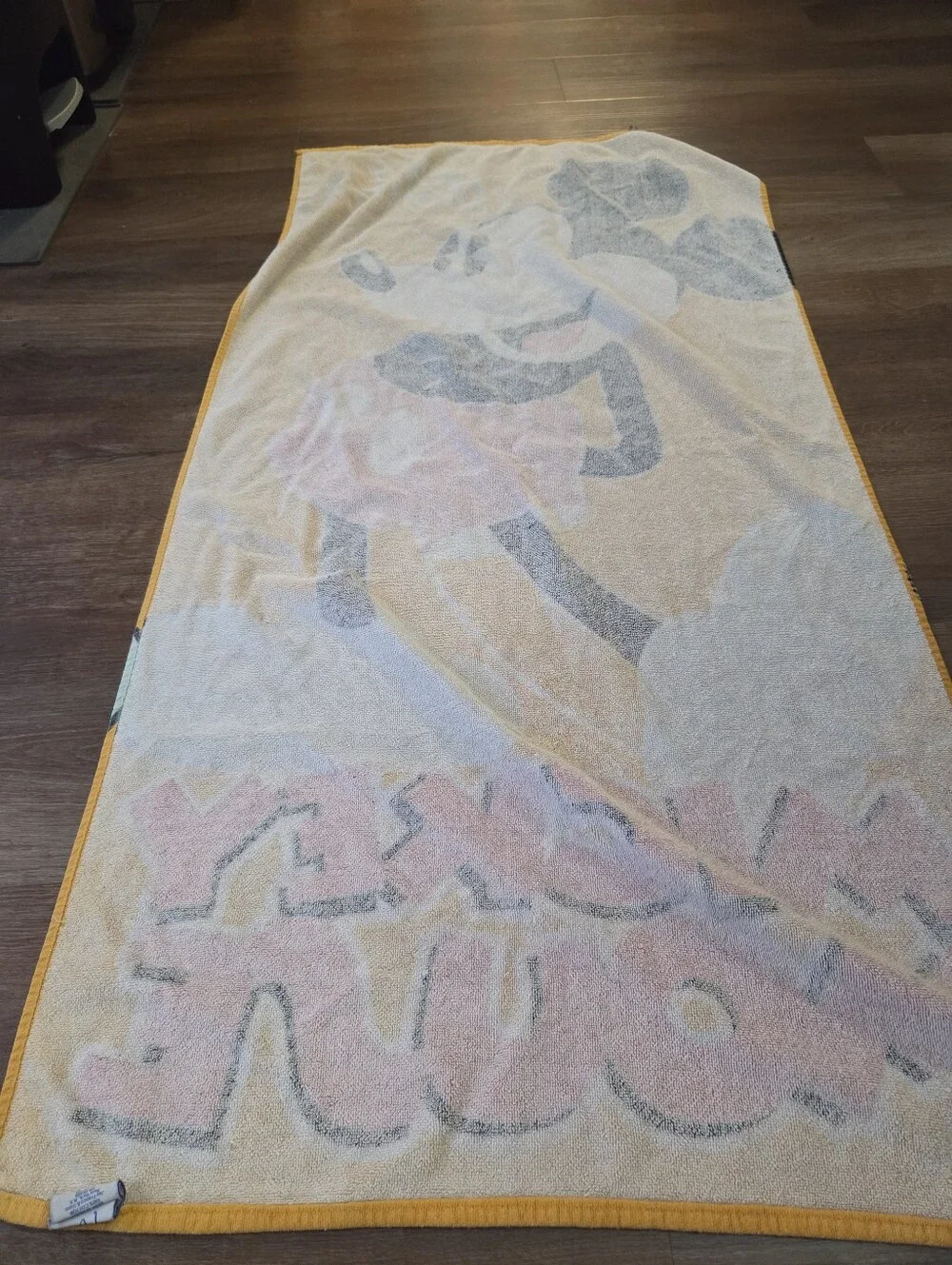 Vintage 90s Y2K Walt Disney Mickey Mouse Yellow/Orange Beach Towel
